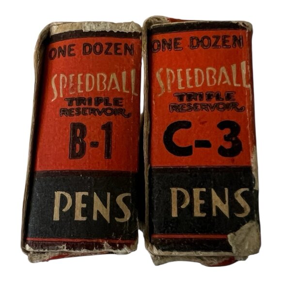 2 Antique Speedball B-1 C-3 Pen Box’s Nibs Hunt MFG Co Made In USA 1920's - Picture 5 of 6